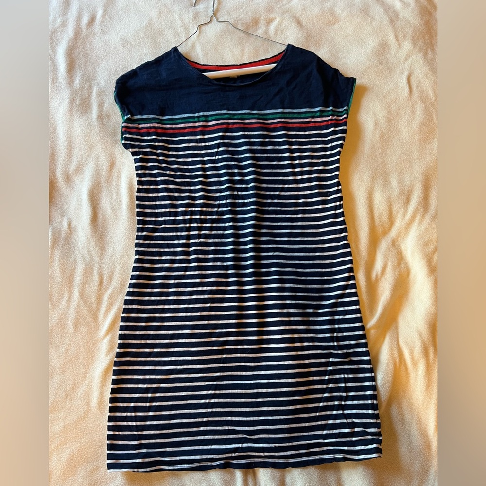 Striped tshirt Boden Navy Dress 10 long